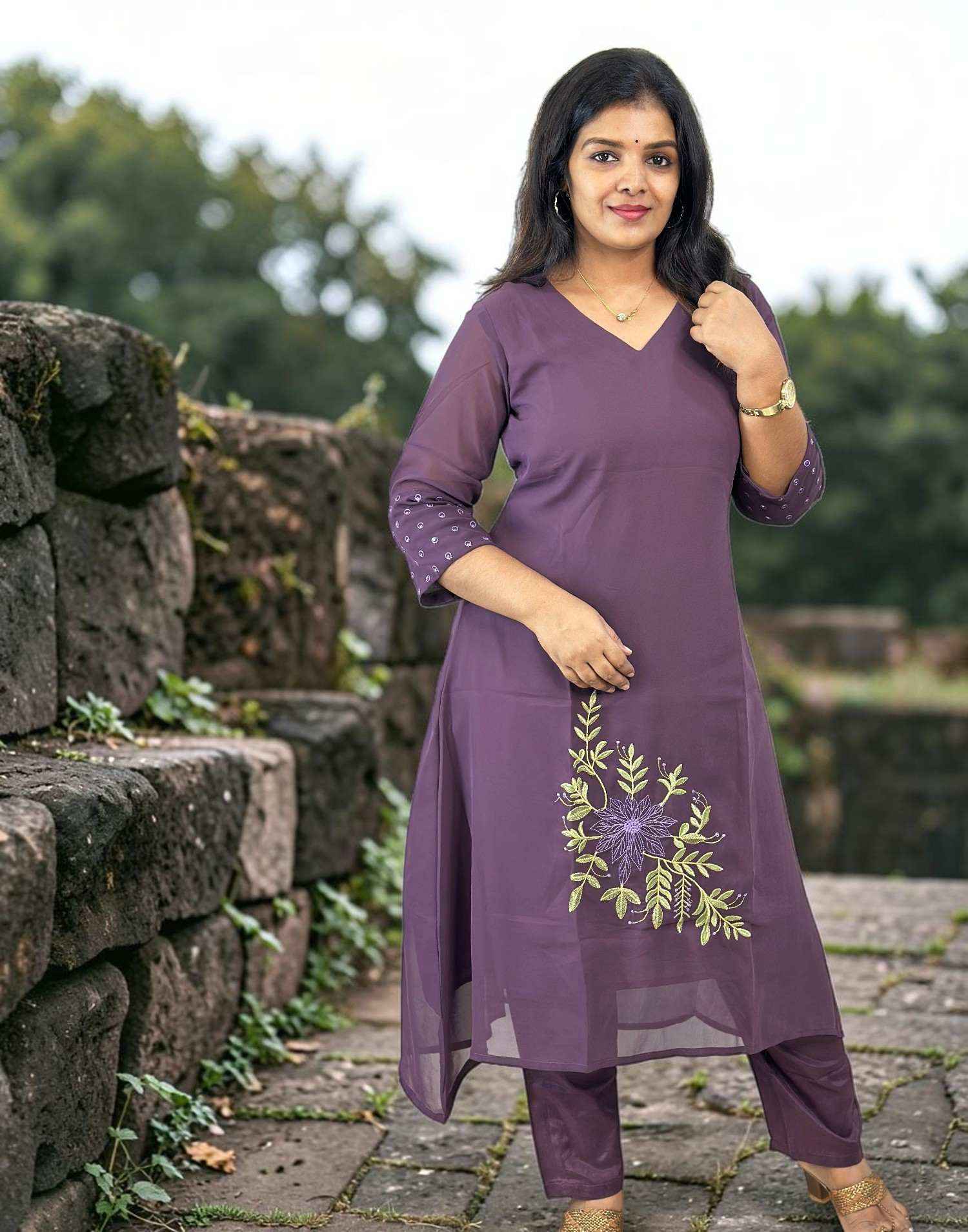 KURTI SET GEORGETTE A-LINE GRAPE E7108 010826KS