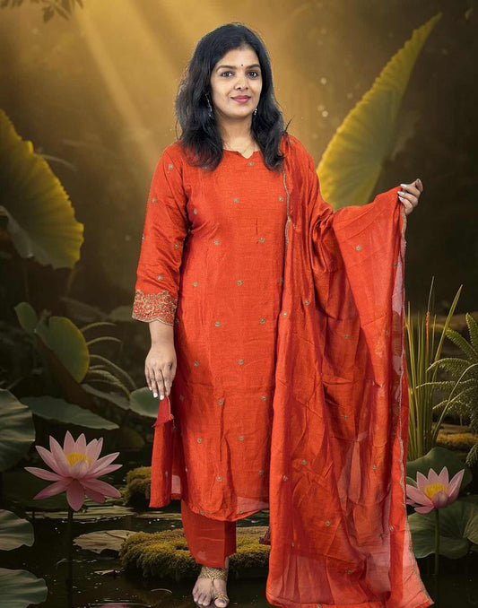 READY TO WEAR RUST ORANGE E7156 310726RW - ELENTRA DESIGNS BY NIMI HEINS
