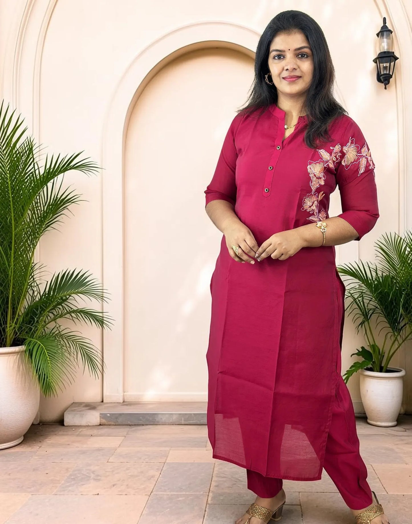 KURTI SET CHERRY RED E7171 040826KS