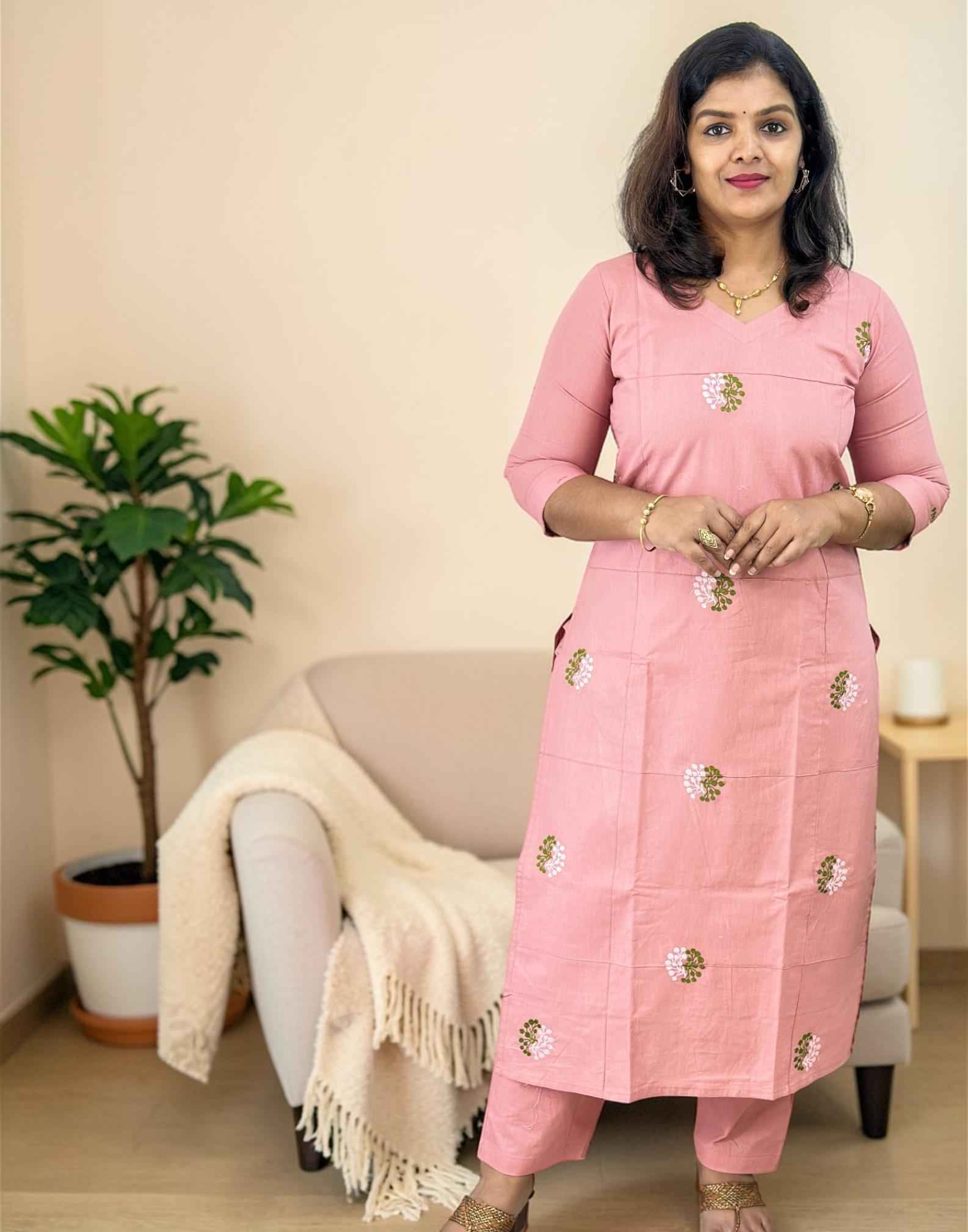 KURTI SET CHAMPAGNE PINK E6848 210326KS - ELENTRA DESIGNS BY NIMI HEINS