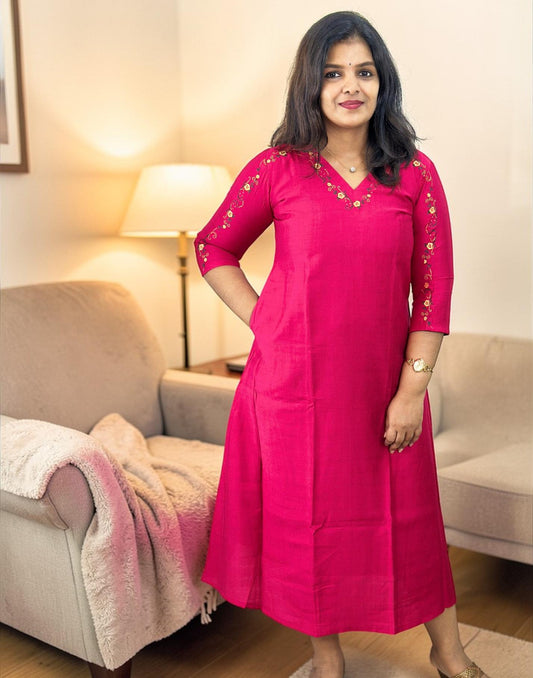 KURTIS A-LINE HOT PINK E6871 280326K