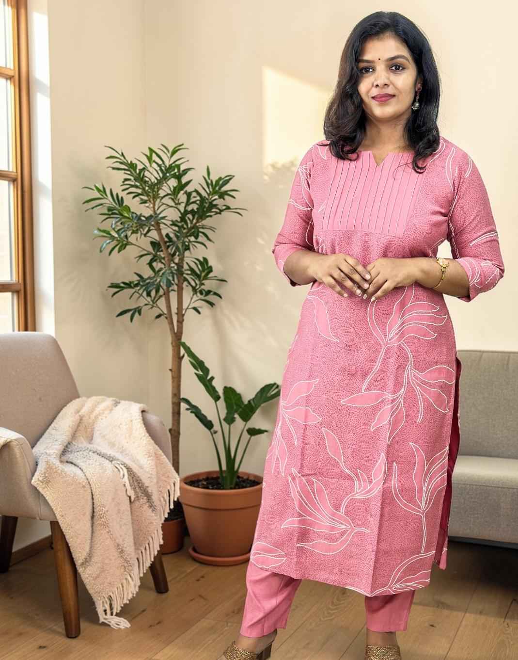 KURTI SET PINK E6870 250326KS - ELENTRA DESIGNS BY NIMI HEINS