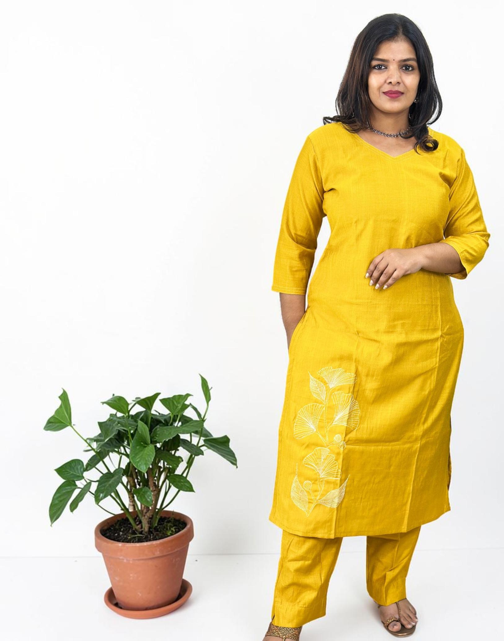 CO-ORD SET YELLOW E6891 100426CS - ELENTRA DESIGNS BY NIMI HEINS