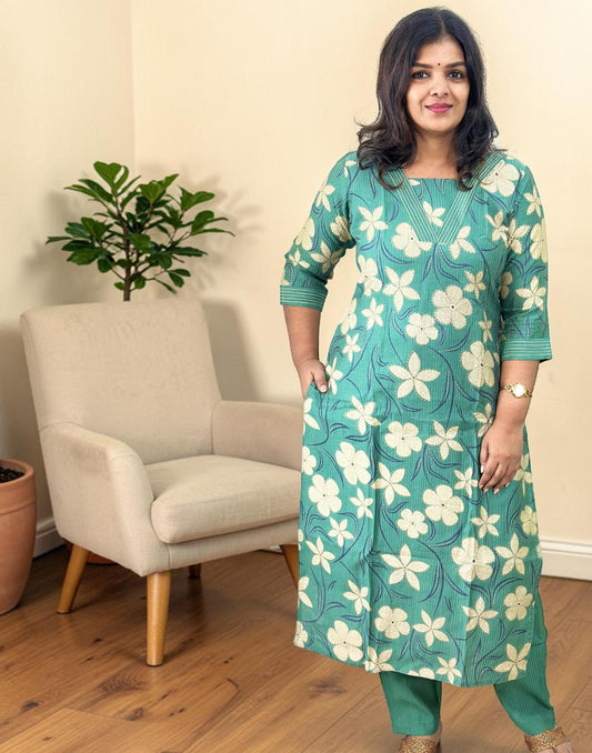 KURTI SET PINE GREEN E6900 130426KS - ELENTRA DESIGNS BY NIMI HEINS