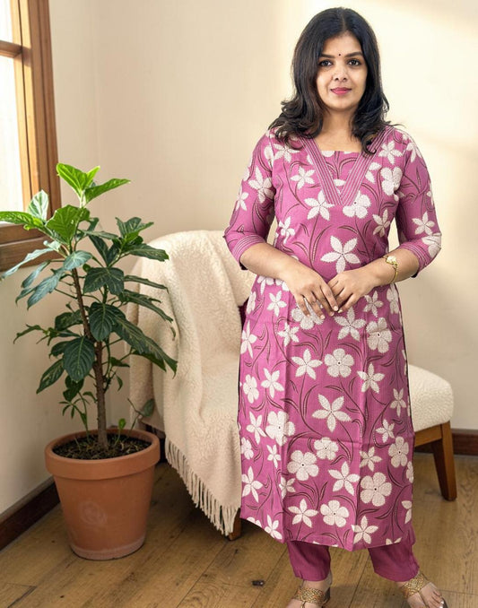 KURTI SET ONION PINK E6900 130426KS - ELENTRA DESIGNS BY NIMI HEINS