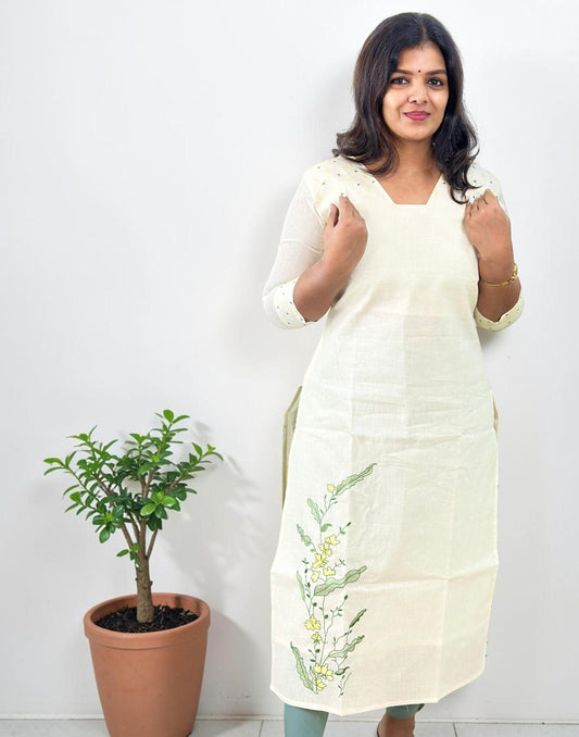 KURTI CREAM E6901 120426K - ELENTRA DESIGNS BY NIMI HEINS