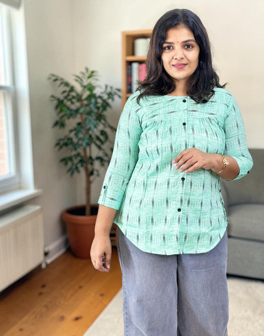 SHORT TOP GREEN E6911 170426ST - ELENTRA DESIGNS BY NIMI HEINS