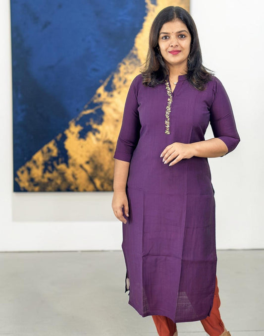 KURTIS EMBROIDERY DARK PURPLE E6914 190426EK