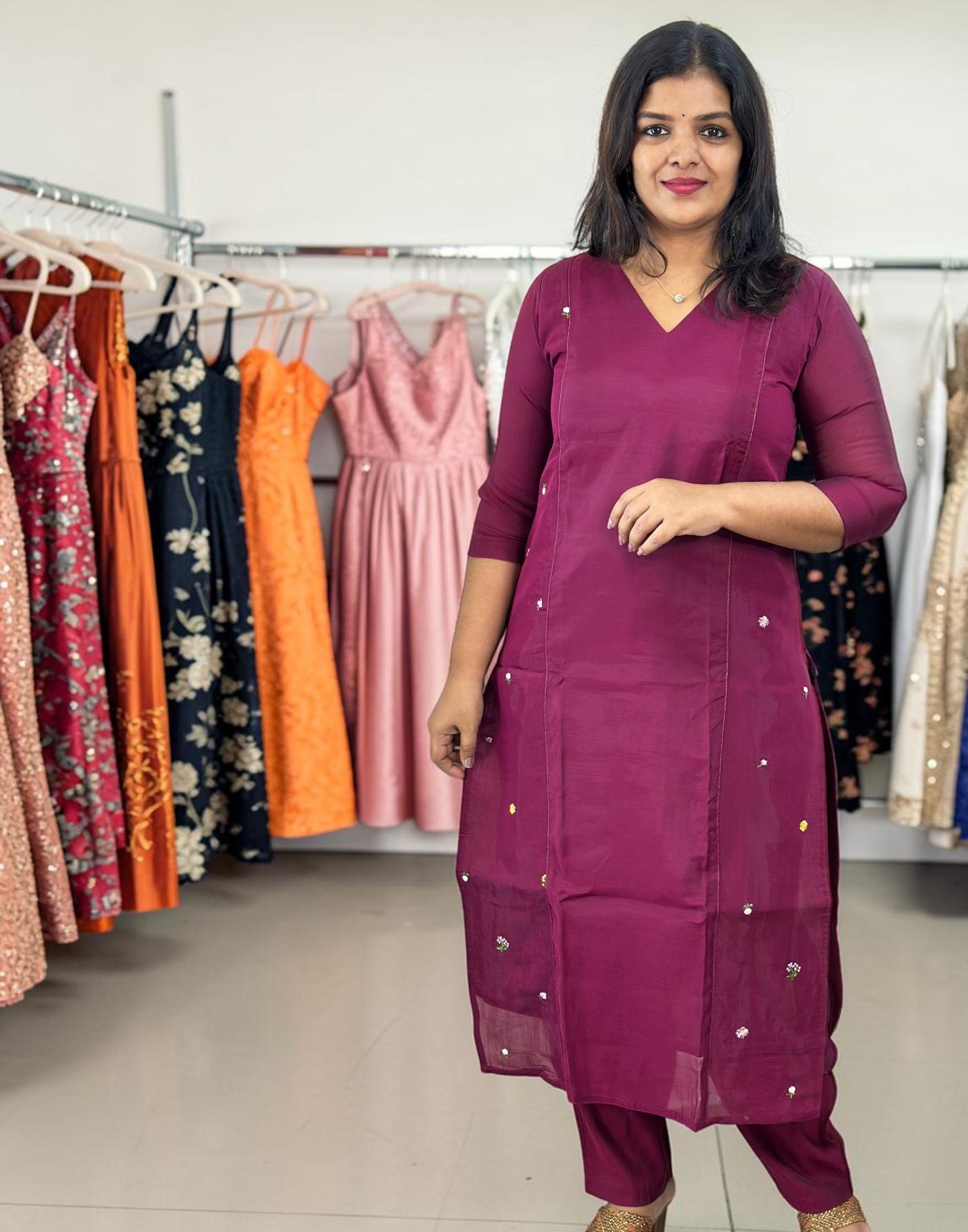 KURTI SET WINE E6915 190426KS - ELENTRA DESIGNS BY NIMI HEINS