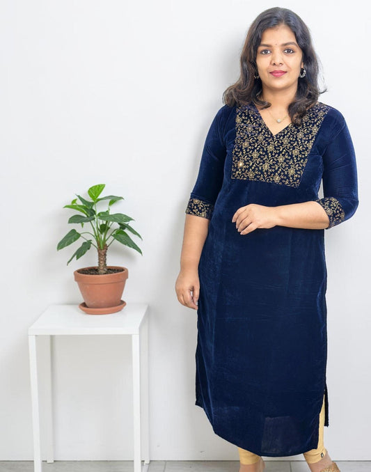 KURTIS SEMI PARTYWEAR BLUE E6916 200426K - ELENTRA DESIGNS BY NIMI HEINS