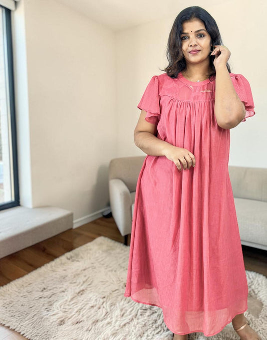 DRESSES PEACHES PINK E6925 250426D - ELENTRA DESIGNS BY NIMI HEINS