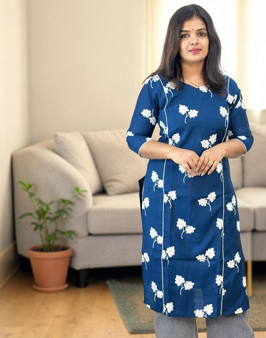 KURTIS EMBROIDERY TEAL BLUE E6933 280426EK - ELENTRA DESIGNS BY NIMI HEINS