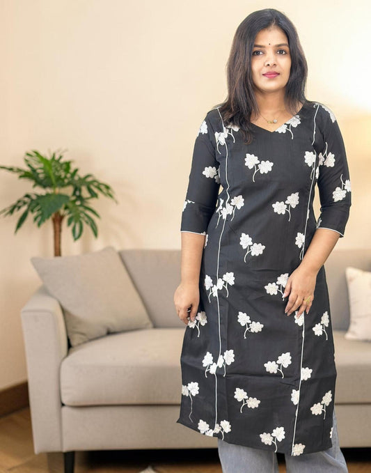 KURTIS EMBROIDERY BLACK E6933 280426EK - ELENTRA DESIGNS BY NIMI HEINS