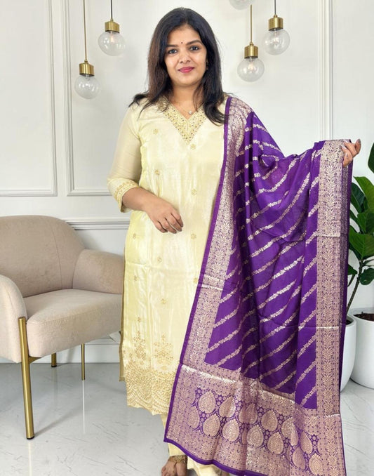 READY TO WEAR OFF WHITE n PURPLE VIOLET E6948 030526RW - ELENTRA DESIGNS BY NIMI HEINS
