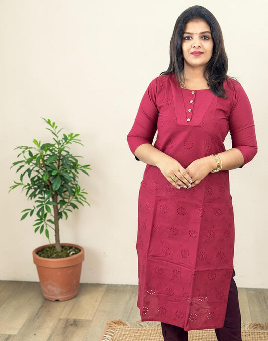 KURTIS MAROON E6959 060526K - ELENTRA DESIGNS BY NIMI HEINS