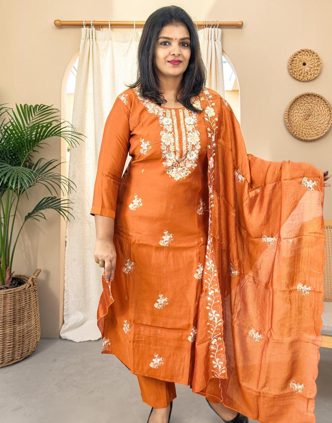 READY TO WEAR RUST ORANGE E6921 070526RW - ELENTRA DESIGNS BY NIMI HEINS