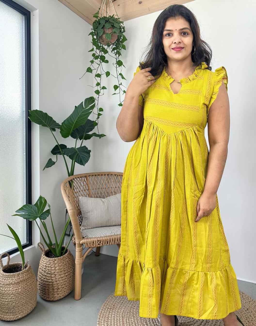 KURTIS FROCK PATTERN LEMON GREEN E6960 080526FK