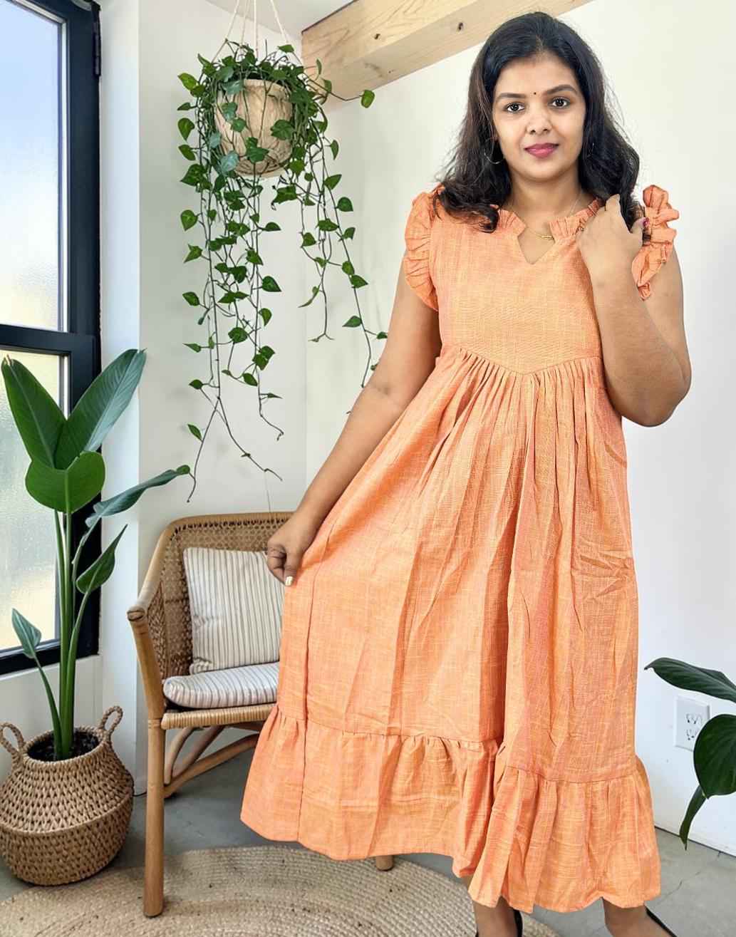 KURTIS FROCK PATTERN LIGHT ORANGE E6960 080526FK