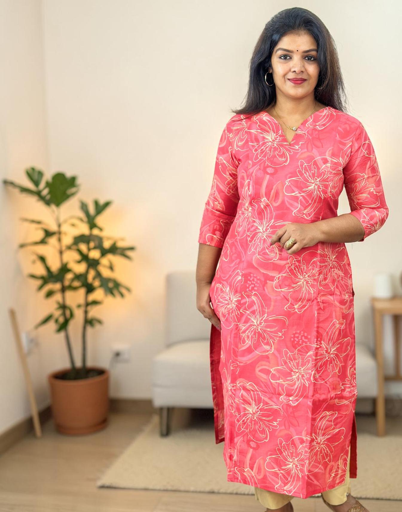 KURTIS SLITTED PEACHES PINK E6975 170526K - ELENTRA DESIGNS BY NIMI HEINS