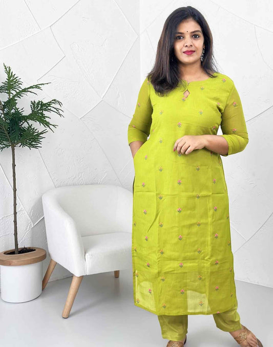 KURTI SET PARROT GREEN E7000 200526KS