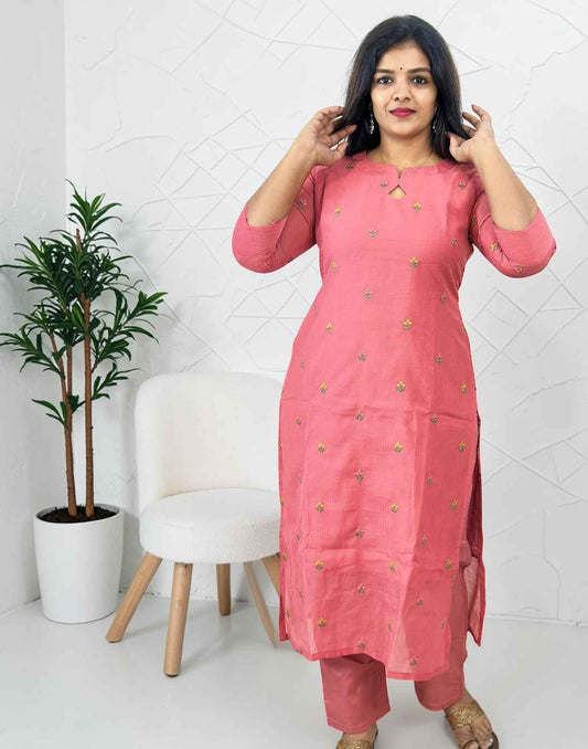 KURTI SET PEACH E7000 200526KS