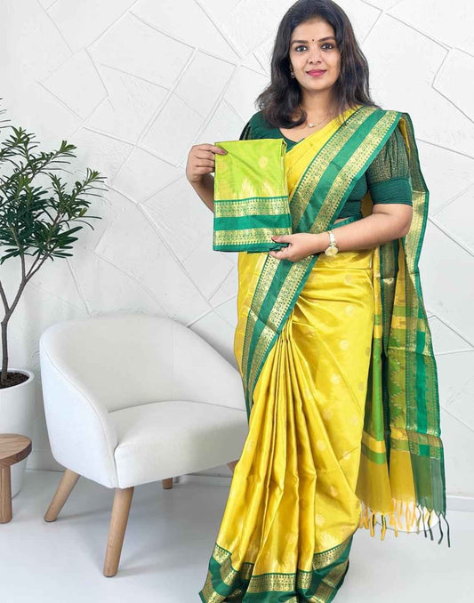 SAREE SOFT SILK LEMON GREEN 210426S
