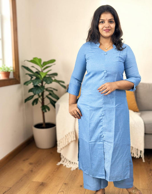 KURTI SET CONFLOWER BLUE E6965 240526KS - ELENTRA DESIGNS BY NIMI HEINS