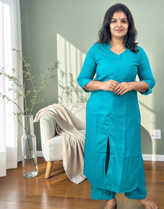 KURTI SET RAMA GREEN E6965 240526KS - ELENTRA DESIGNS BY NIMI HEINS