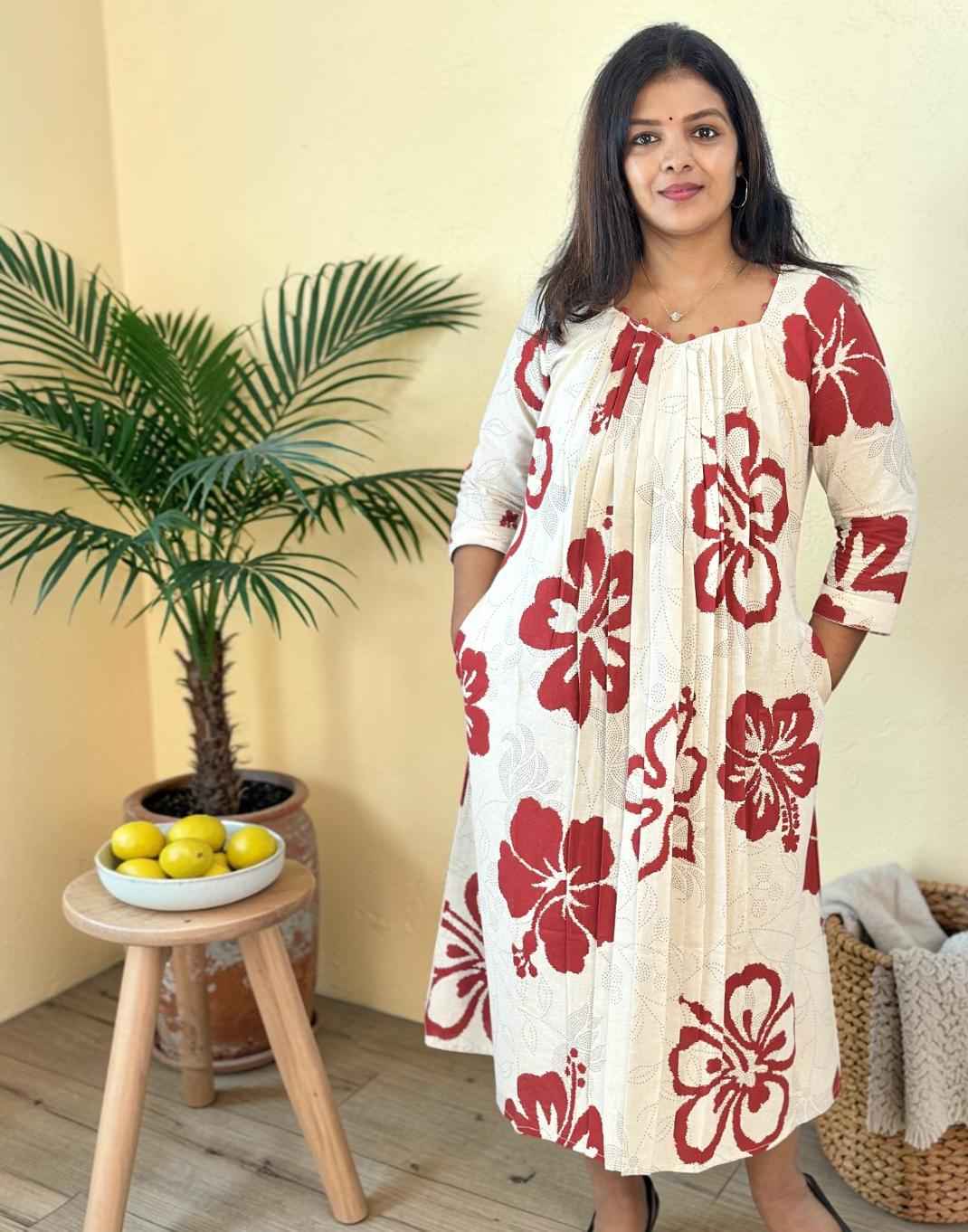 DRESSES A-LINE CREAM n RUST E7004 280526AD