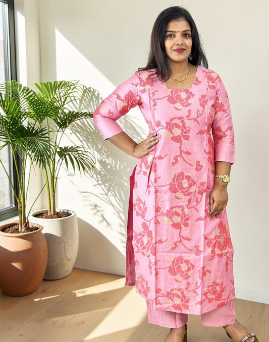 KURTI SET PINK E7018 010626KS - ELENTRA DESIGNS BY NIMI HEINS