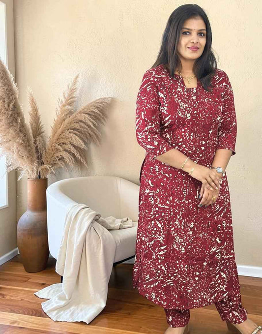 CO-ORD SET MAROON E7026 030626CS