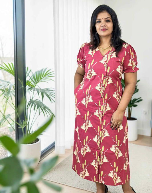 KURTIS FROCK PATTERN PINK E7038 060626FK