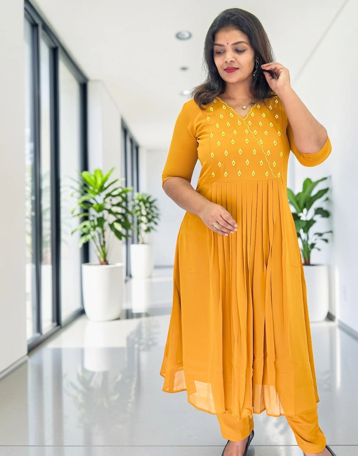 CO-ORD SET MUSTARD YELLOW E7015 110626CS - ELENTRA DESIGNS BY NIMI HEINS