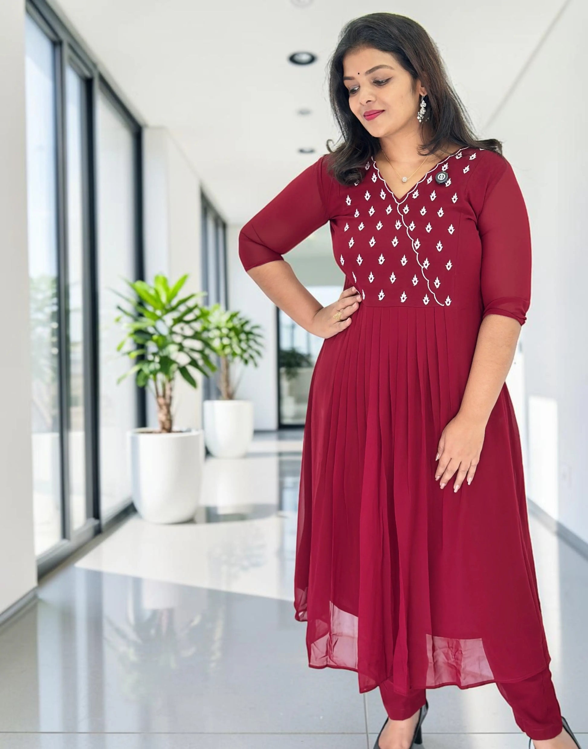 CO-ORD SET DARK MAROON E7015 110626CS - ELENTRA DESIGNS BY NIMI HEINS
