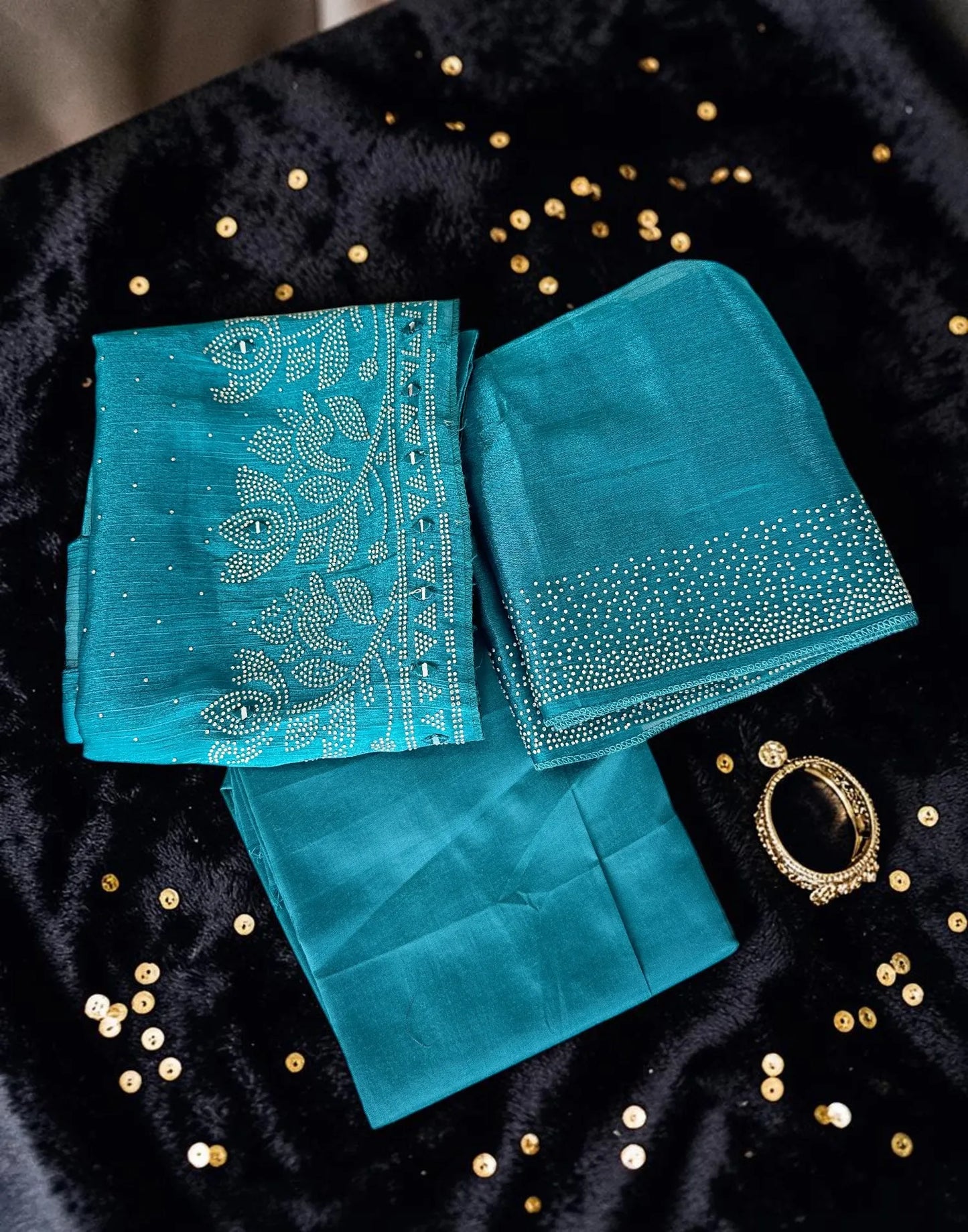 SALWAR SUITS UN-STITCHED DARK PEACOCK E6537 100626DM - ELENTRA DESIGNS BY NIMI HEINS