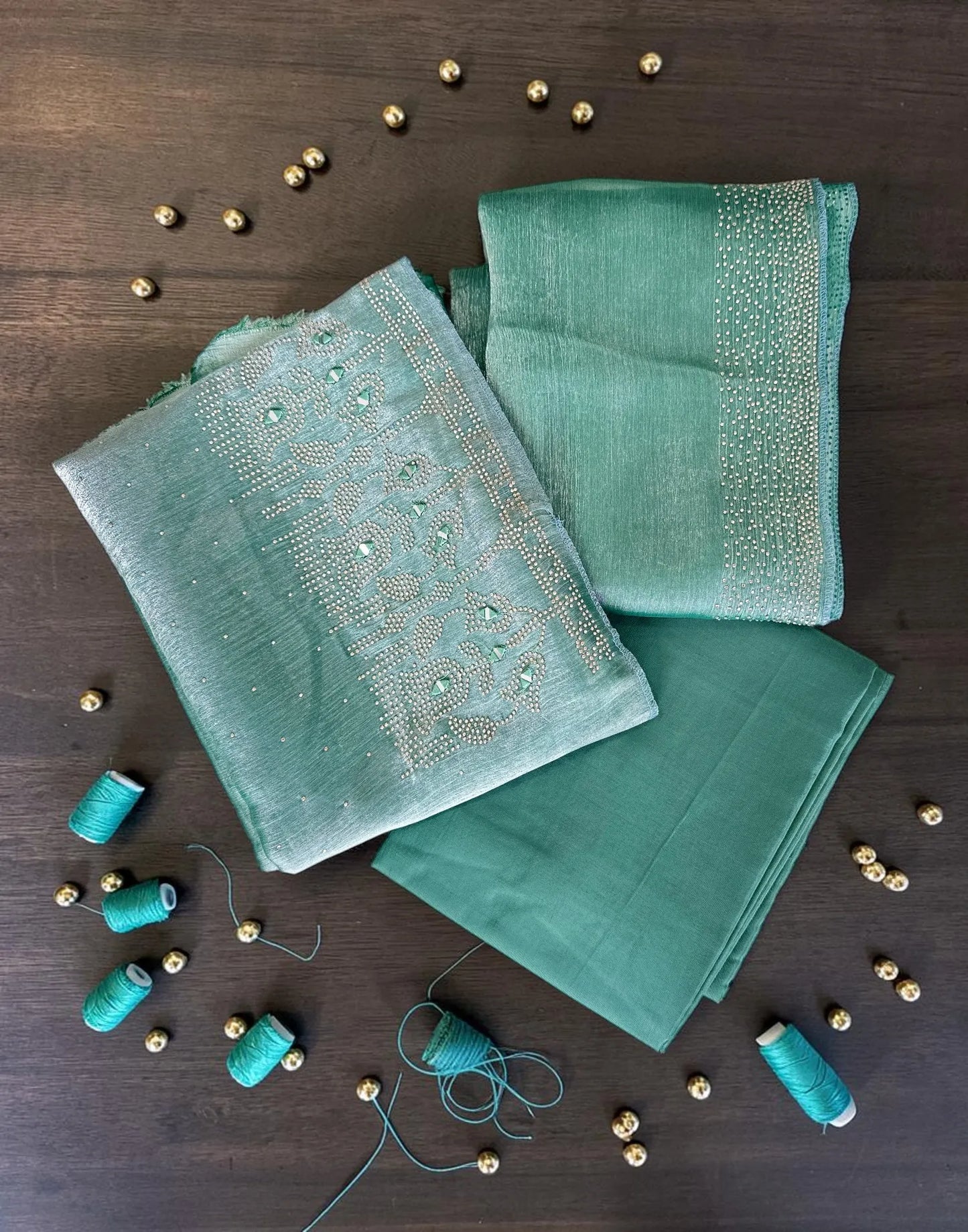SALWAR SUITS UN-STITCHED PINE GREEN E6537 100626DM - ELENTRA DESIGNS BY NIMI HEINS