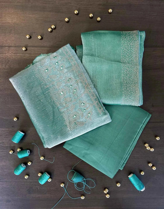 SALWAR SUITS UN-STITCHED PINE GREEN E6537 100626DM