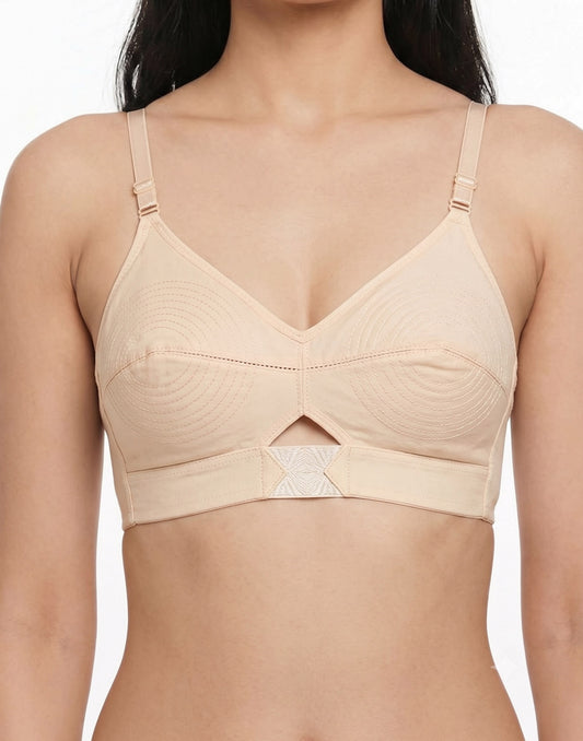 NON PADDED COTTON ROUND STITCH BRA BRIDA SAJINI SKIN B4U583 070726BR - ELENTRA DESIGNS BY NIMI HEINS