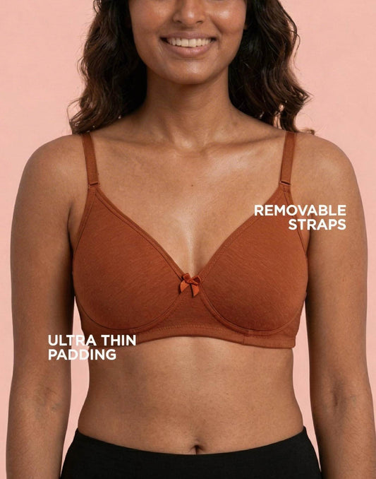 SEMI PADDED BRA BLOSSOM ULTRA THIN PAD MARSALA E3176 230626BR - ELENTRA DESIGNS BY NIMI HEINS