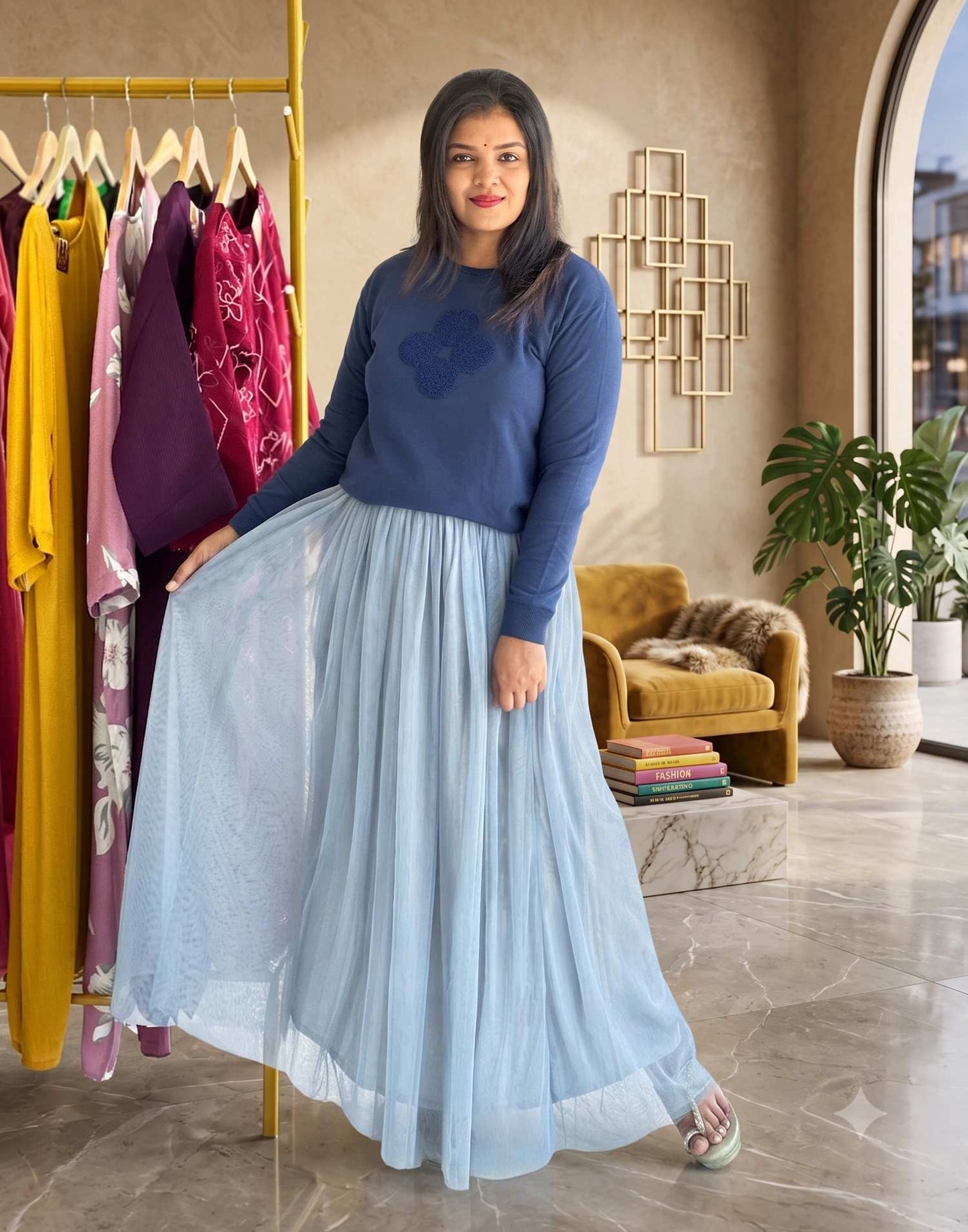 INDO-WESTERN OUTFITS NAVY BLUE n GRAY B4U729 280726IW