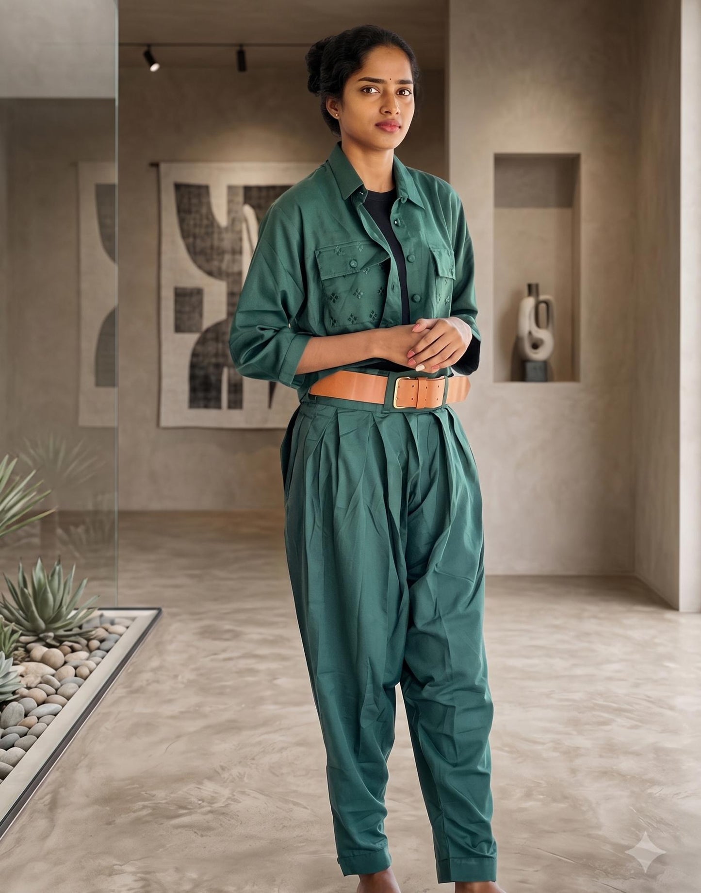 INDO-WESTERN OUTFITS DARK GREEN E2904 280726IW