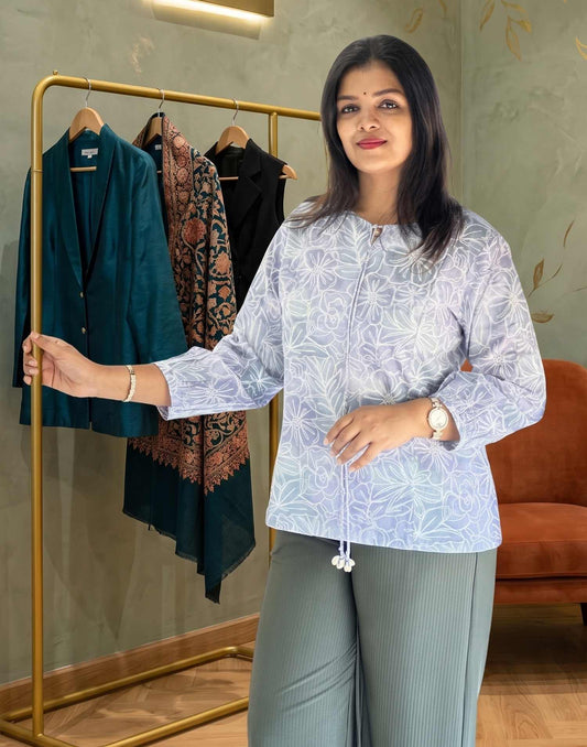 SHORT TOP GRAYISH BLUE E5375 280726ST - ELENTRA DESIGNS BY NIMI HEINS