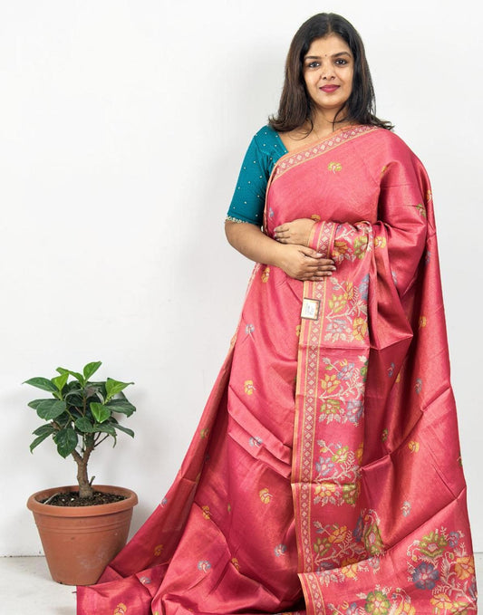 SAREE POCHAMPALLY PINK E6904 200426S - ELENTRA DESIGNS BY NIMI HEINS