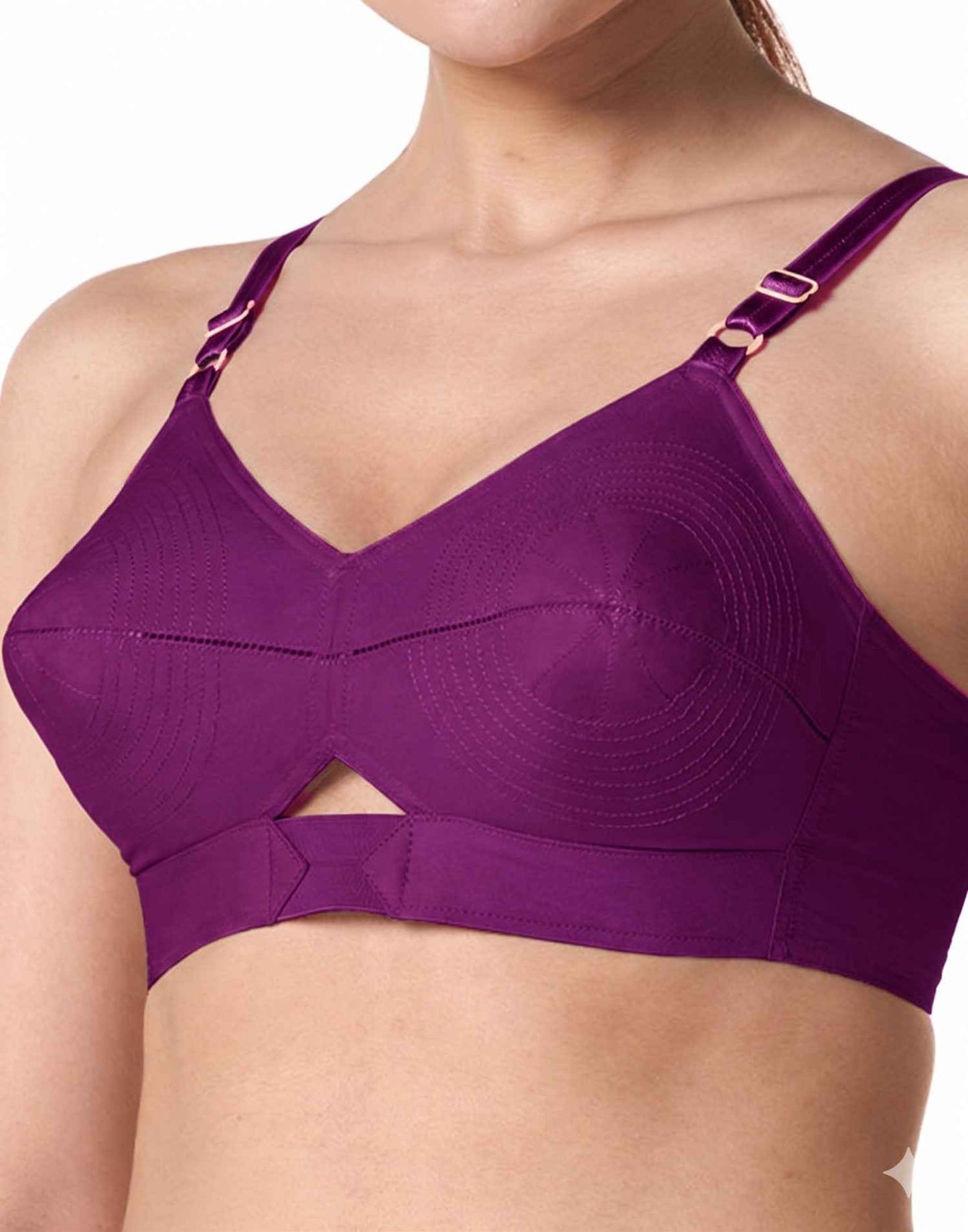 NON PADDED COTTON ROUND STITCH BRA BLOSSOM PRIYASAJINI PURPLE E1568 251025BR