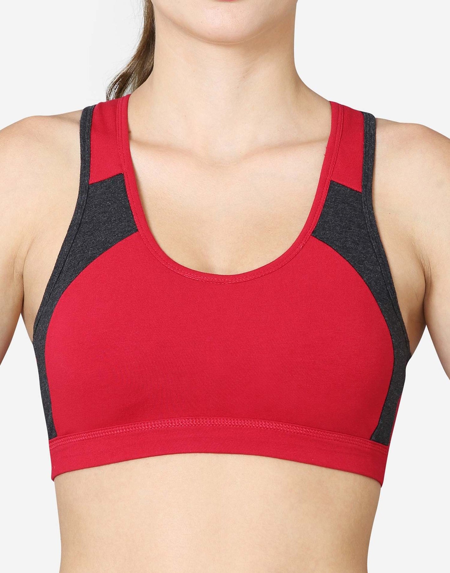 SPORTS BRA VSTAR RACER BACK STYLING RED n CHARCOAL MELANGE E7066-E7067-E7068 250626BR