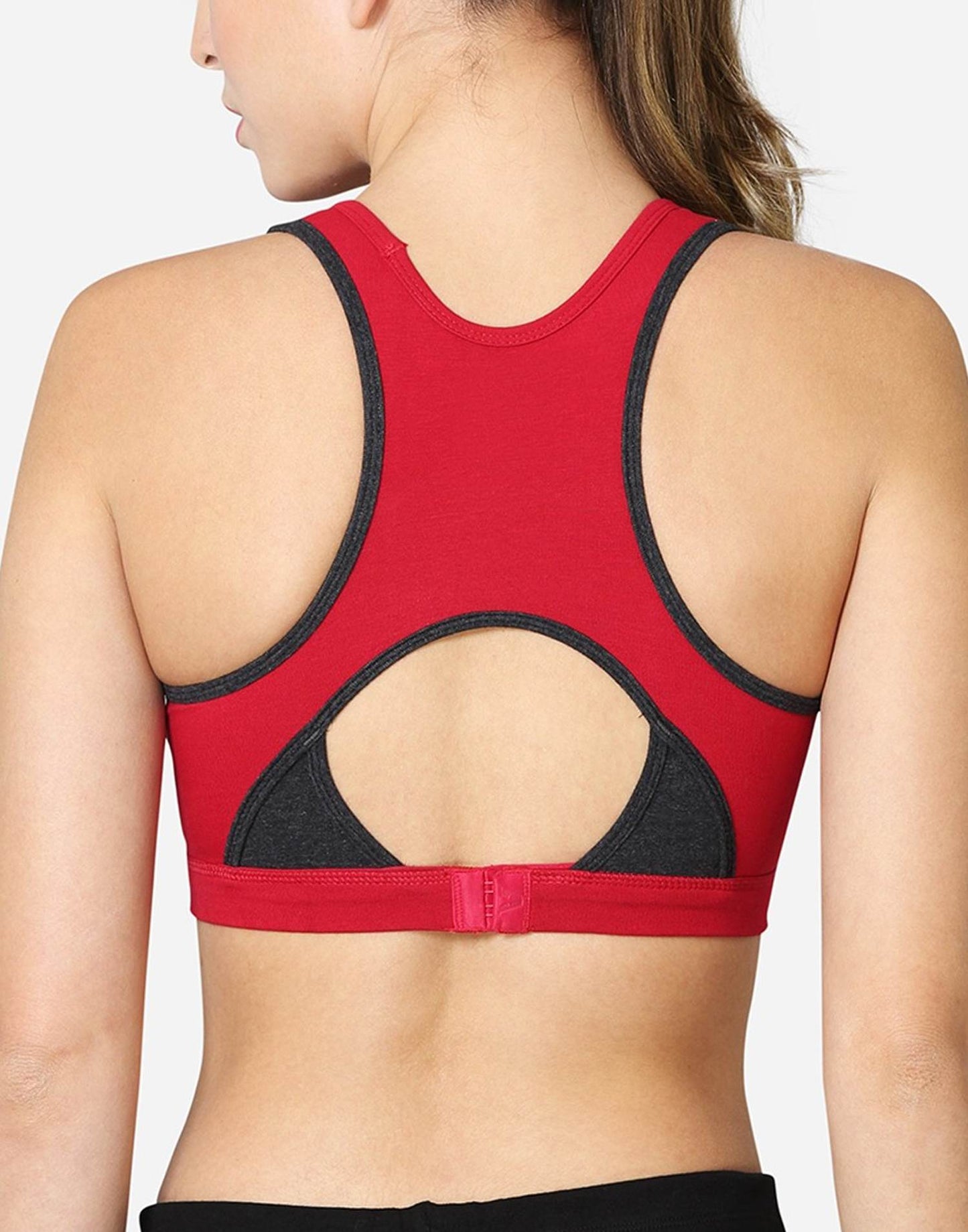 SPORTS BRA VSTAR RACER BACK STYLING RED n CHARCOAL MELANGE E7066-E7067-E7068 250626BR