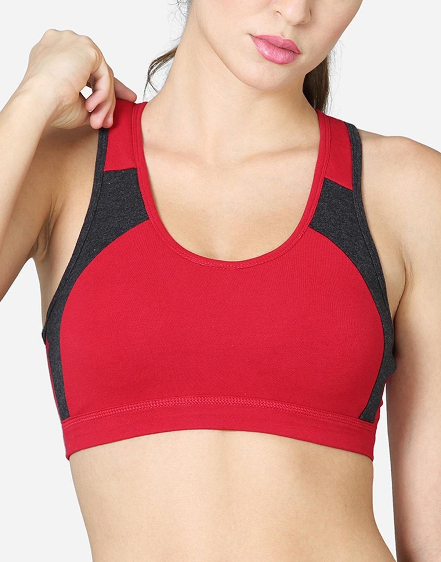 SPORTS BRA VSTAR RACER BACK STYLING RED n CHARCOAL MELANGE E7066-E7067-E7068 250626BR