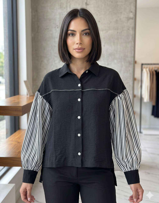 SHORT TOP BLACK n WHITE E6596 300626ST