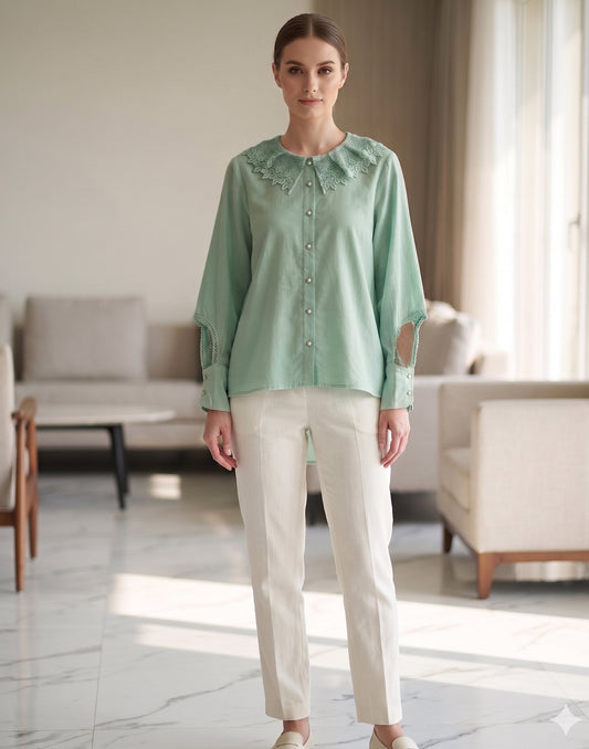 SHORT TOP GREEN E4372 300626ST - ELENTRA DESIGNS BY NIMI HEINS