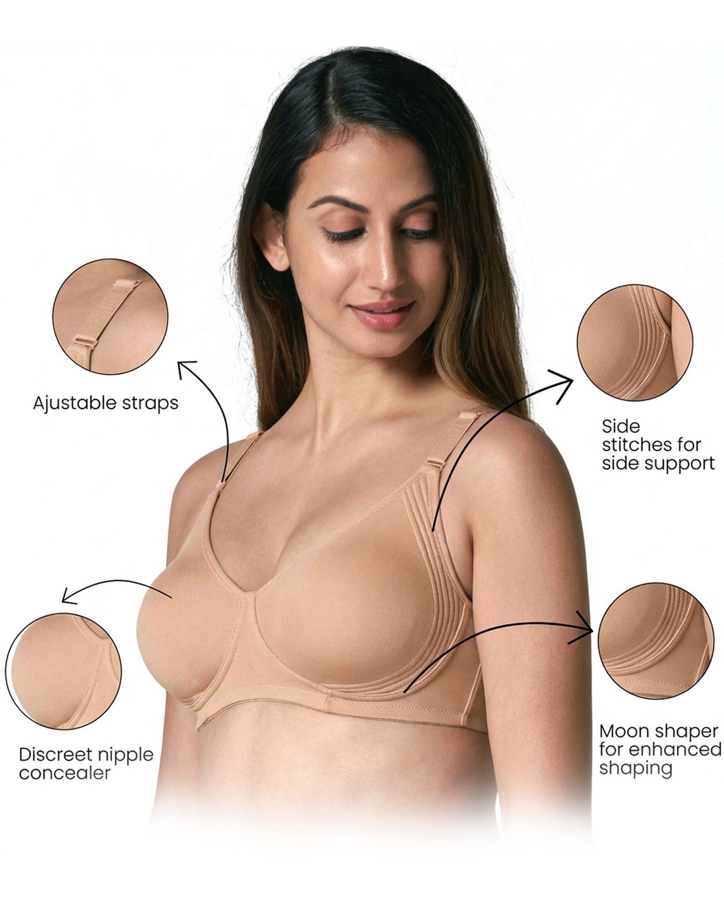 NON PADDED BRA BLOSSOM ENCIRCLE CAMEL BROWN E1574 210626BR